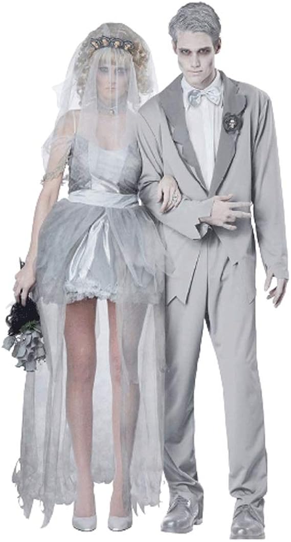 Amazon Co Jp コスチューム ハロウィンコスチューム男性と女性の大人の新郎新婦カップルハロウィンのロールプレイ吸血鬼コスゾンビコスチューム メンズハロウィンコスチューム Color Gray サイズ Womenswear M Menswear L ファッション