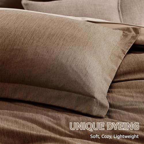 Monbix Full Size Comforter Set, Brown Bedding Comforter for Full Size Bed Set Reversible, Bedding Sets Full 7 Pieces, Cationic Dyeing Bed in a Bag with Comforter, Sheets, Pillowcases & Shams