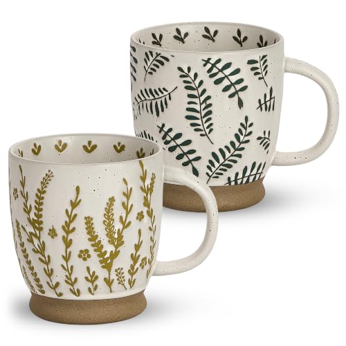 Image of Swuut 18oz Rustic Handmade China Mugs Set of 2, Ceramic Coffee Cups with Handle, Microwave Safe Espresso & Cappuccino Mugs, Portable Ceramic Travel Mugs for Women(Sage Green)