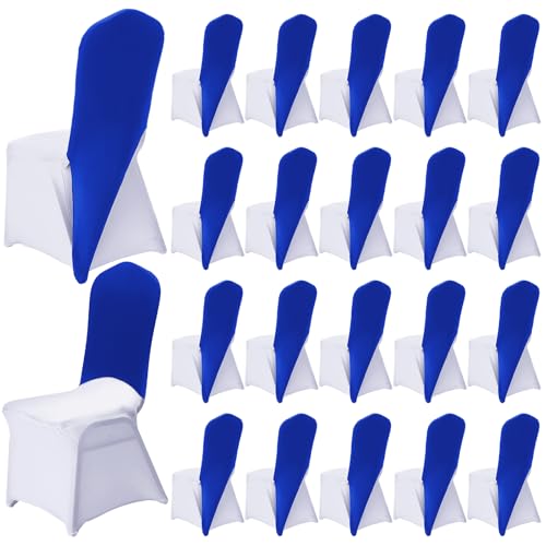 Mindsoft 20 Pcs Chair Cap Covers Spandex Hood Sash Hat Bands, Blue