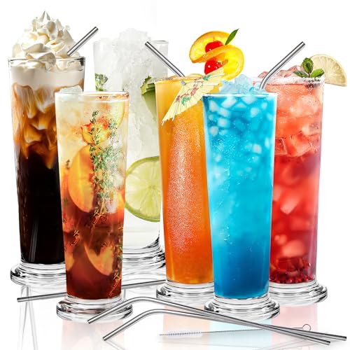 GIESSLE® 6x 500ml Cocktailgläser (perfekt für Eiskaffee, Longdrinks & Cocktails) mit Zubehör