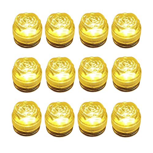 Image of Bright LED Battery Operated Flameless Tea Light, Submersible Tea Candle Waterproof Decorations Underwater Vase Light for Party & Wedding, Pack of 12 (Warm)
