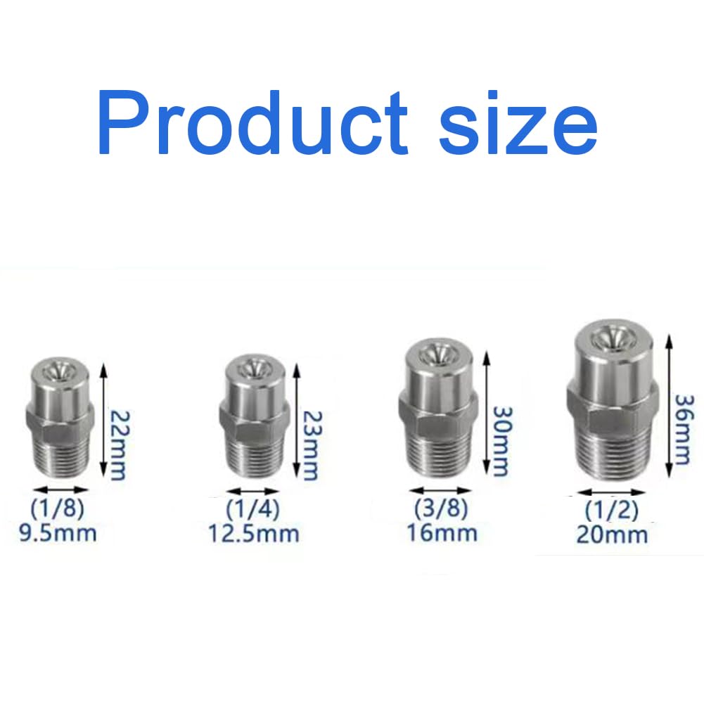 Ugello a spruzzo ad alta pressione, Ugello Spruzzatore A Cono Solido A Ventaglio Piatto In Acciaio Inossidabile 1/8-1/2 BSP 1,2-6,7 Mm 105 Pezzi(1/2 6.7mm (0.263 Inches) 5pcs)