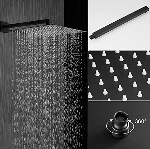 Image of TOSCH Stainless Steel 304 Matte Black 8-Inch Square Rainfall Showerhead, High Pressure Overhead Shower, Premium Finish (Without Arm)