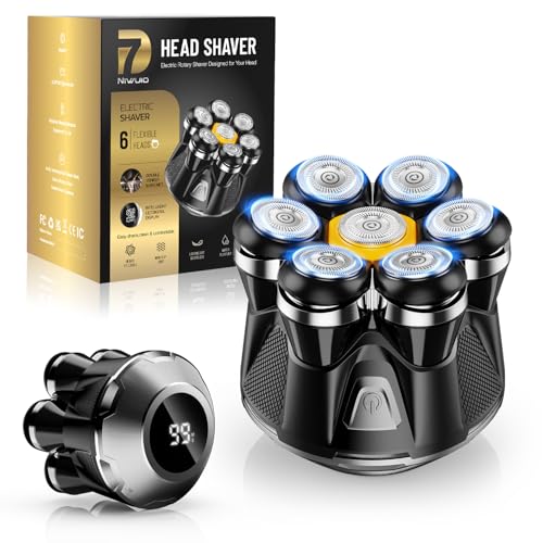 NIWUIO Head Shaver for Bald Men: Upgrade Electric Bald Razor -IPX7 Wet Dry Shaving- 7 Floating Heads for Ultimate Comfort - Rechargeable Grooming Kit for Scalp/Face/Beard-Close Shaving