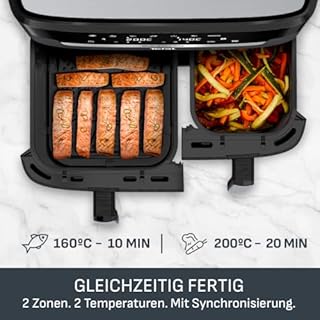 Tefal Dual Easy Fry Heißluftfritteuse 8,3 L – Airfryer mit 2 Kammern & XL-Schublade, 7 Programme, 2700 W, Extra-Crisp-Technologie, fettarm frittieren & energiesparend, spülmaschinenfest EY9018