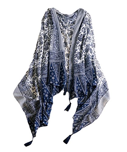MEILINGยฎ Women's Lightweight Scarves Print Wraps Sarongs Cover Up Cotton Tassel Fringe Scarf Shawl