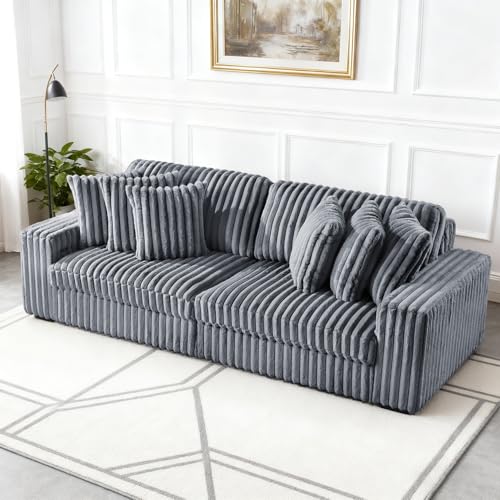 TODRANI Oversized Power Sofa with Double Chaise, 4 in 1 Corduroy Reclining Chair, 4 Seaters Couch for Living Room/Bedroom, Oversized 108” Long Electric Sleeper Bed Couch with USB Port, Dark Grey