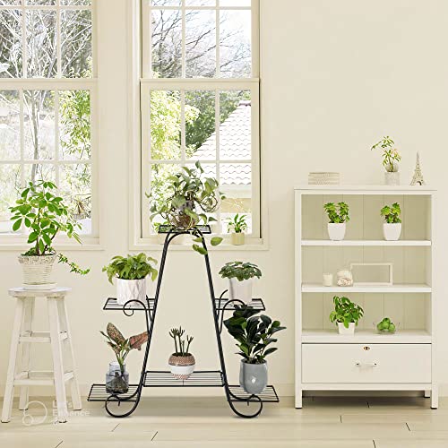 Image of Bee Creative Metal Attractive Multi Tired Plant Stand Indoor /Outdoor, Multipurpose Stand, Racks, Planter Stand (Black)