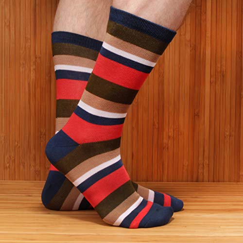 Men's Extra Large Rayon from Bamboo Fiber Stripe Socks - Assortment 6A - 6prs, Size 10-142