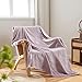 NEWCOSPLAY Light Purple Leaves Pattern Throw Blanket & 3D Waffle Checkered Blue Throw Blanket