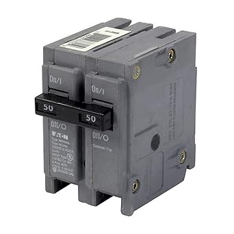 Cutler-Hammer BRH250 Type BR Thermal Magnetic Circuit Breaker, 120/240 VAC, 50 A, 22 kA Interrupt, 2 Poles, Common Trip