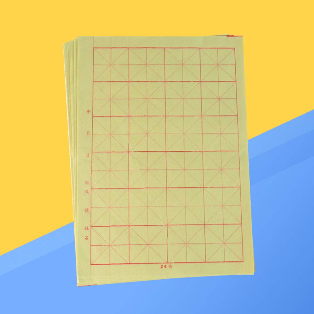 Healifty 150 fogli di carta di riso per calligrafia cinese con griglia di scrittura, per assorbimento tradizionale dell'inchiostro Xuan e calligrafia a pennello