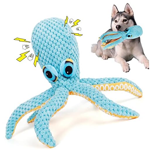Juguete para perros chirriantes, Juguete Chirriante Interactivo para Perros Cachorros Pequeños Medianos, Juguetes para Perros Pulpo, Juguetes Perro Peluche, Juguetes interactivos para masticar perros