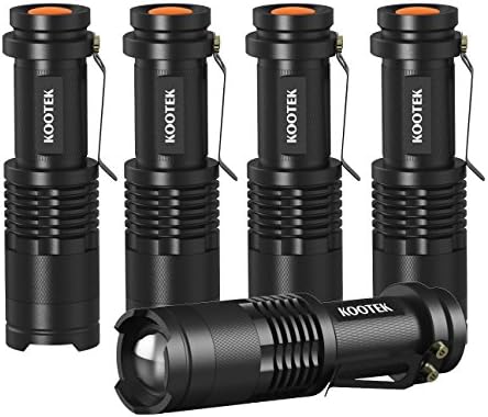 Kootek 5 Pack Mini LED Flashlights Adjustable Focus Pocket Pen Flashlight