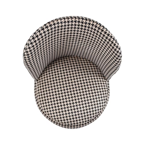 Image of NACIA Velvet Printed Ottoman Chair with Stool Combo | Dressing Table Chair for Bedroom Makeup Room Decor | Modern Upholstered Ottoman with Wooden Legs for Home (18x18x32 Inches, Black & White)