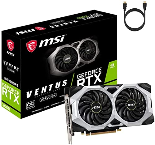 MSI NVIDIA GeForce RTX 2060 Ventus GP OC Graphics Card Dual TORX Fan 6GB GDDR6 DirectX PCI Express x16 HDCP 3 x DisplayPort 1x HDMI NVIDIA G-SYNC HDR