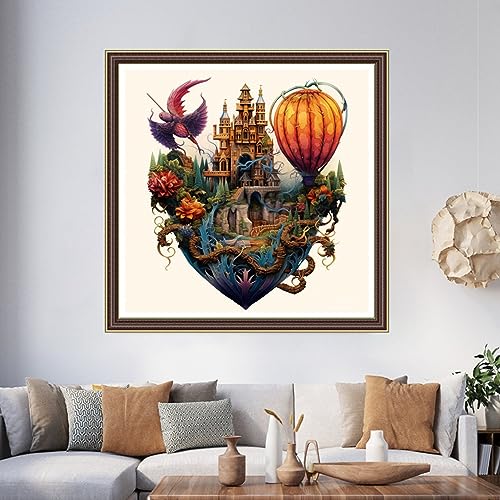 Image of Foxhool Beginners Cross Stitch Kits Stamped Full Range of Embroidery Kits for Adults DIY Cross Stitches kit Embroidery Patterns for Needlepoint kit-Magic Castle 17.7x17.7 inc
