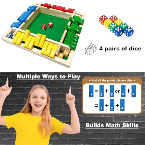 Shut The Box Juego de Dados para 2-4 Jugadores miniatura 3