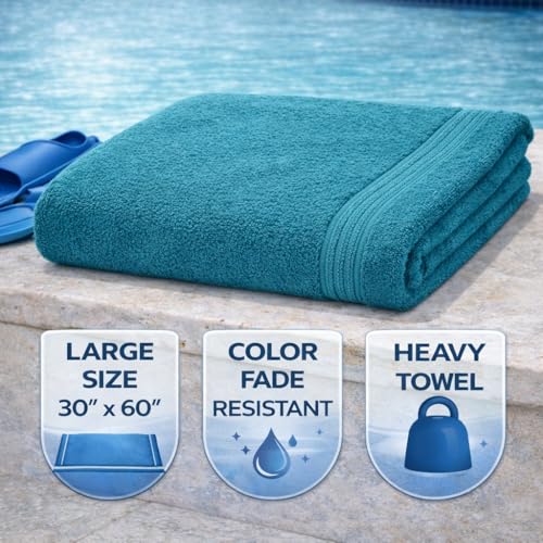 Image of Fitness Mantra Cotton Bath Towel 650 GSM | Heavyweight, Soft & Absorbent | Quick Dry | Large 30 x 60 Inch Towel for Daily Bath Use | 1 Peace| Dark Teal|