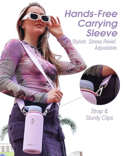 Image of Coolflask 32 oz Water Bottle Insulated Stainless Steel with Strap