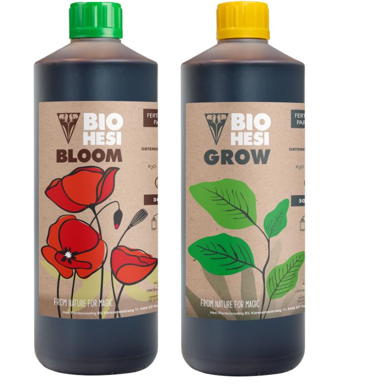 Hesi Bio Grow & Bio Bloom Set je 500 ml Veganer Bio-Dünger für Wachstum & Blüte | Organischer NPK Flüssigdünger 4-1-4 & 4-2-4 | Für Erde Kokos & Hydrokultur | Nachhaltig organisch & natürlich