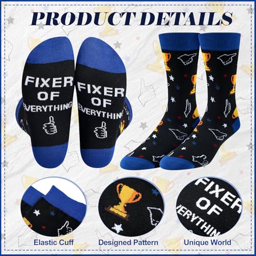 Shihanee 2 Pairs Novelty Dress Socks for Men Nurse Doctor Dentist Lawyer Teacher Boss Pastor Crew Socks Funny Holiday4