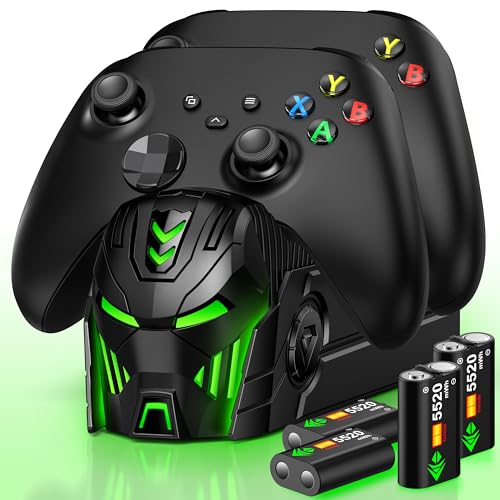 Charger Station Compatible with Xbox Controllers with 4 x5520mWh Rechargeable Battery Pack for X1/X-Series X Controller-Black