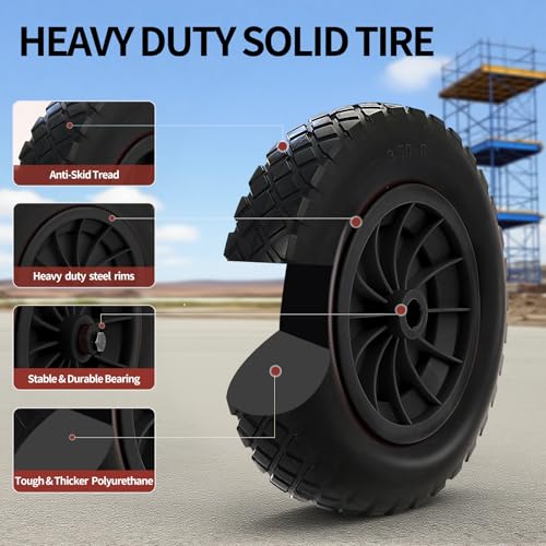 14" Wheelbarrow Wheel PU Puncture Proof Solid 3.50-8 Wheel Solid Tyre Rim Wheels Tyre Heavy Duty Replacement Tire for Garden Trolley Barrow Go Cart 2 14" Wheelbarrow Wheel PU Puncture Proof Solid 3.50-8 Wheel Solid Tyre Rim Wheels Tyre Heavy Duty Replacement Tire for Garden Trolley Barrow Go Cart - Image 2