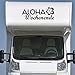 Pegatina Promotion Adesivo per camper e roulotte, Aloha per fine settimana, ca. 150 cm, con fiori hawaiani ibisco, fiore WOMI WOWWA campeggio Van Sticker