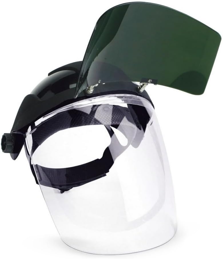 Sellstrom Face Shield S32151 DP4 Multi-Purpose Safety Mask for Men and Women, Shade 5 UV/IR, Polycarbonate Anti- Fog Window, Brow Protection, Ratchet Headgear, ANSI Z87.1
