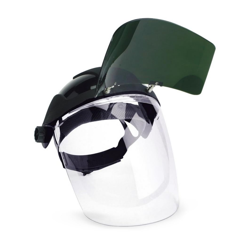 Sellstrom Face Shield S32151 DP4 Multi-Purpose Safety Mask for Men and Women, Shade 5 UV/IR, Polycarbonate Anti- Fog Window, Brow Protection, Ratchet Headgear, ANSI Z87.1