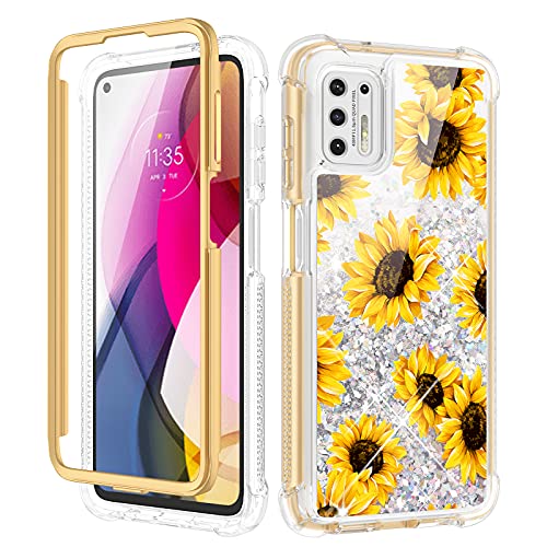 Caka Moto G Stylus 2021 Case, Moto G Stylus Case 2021 with Screen Protector for Women Girls Glitter Bling Full Body Case for Moto G Stylus 2021 [NOT for Moto G Stylus 2020/ Stylus 2021 5G] -Sunflower
