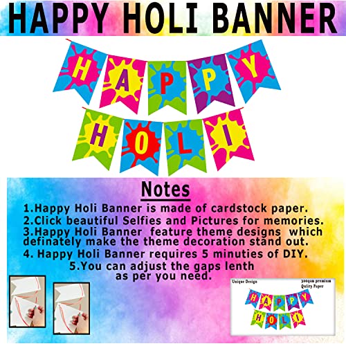 Image of Party Propz Colorful Holi Props and Banner for Decoration - 11Pcs Holi Decoration Items for Home, Office, Party (Cardstock)