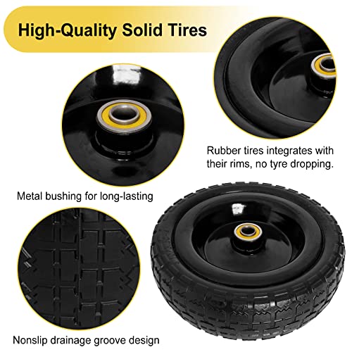 4.10/3.50-4 Tire And Wheel For Gorilla Cart - 10" Flat Free Tires For Hand Truck, Dolly, Snowblower, Generator, Garden Cart, Wagon, Trolley, Wheelbarrow, Solid Rubber Tires Without Flat Spots, 2 Pack #TOP4