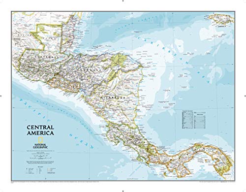 Carte d'Amérique Centrale édition de référence avec plastification durable