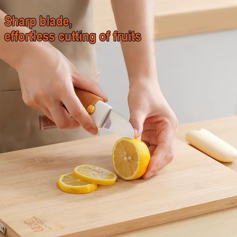 Image of Multi-Functional Vegetable Peeler for Kitchen | Stainless Steel Peeler with Wooden Handle & Bottle Opener | Single Blade for Fruits and Vegetables | 1 Piece (2 in 1 Peeler & Knife)