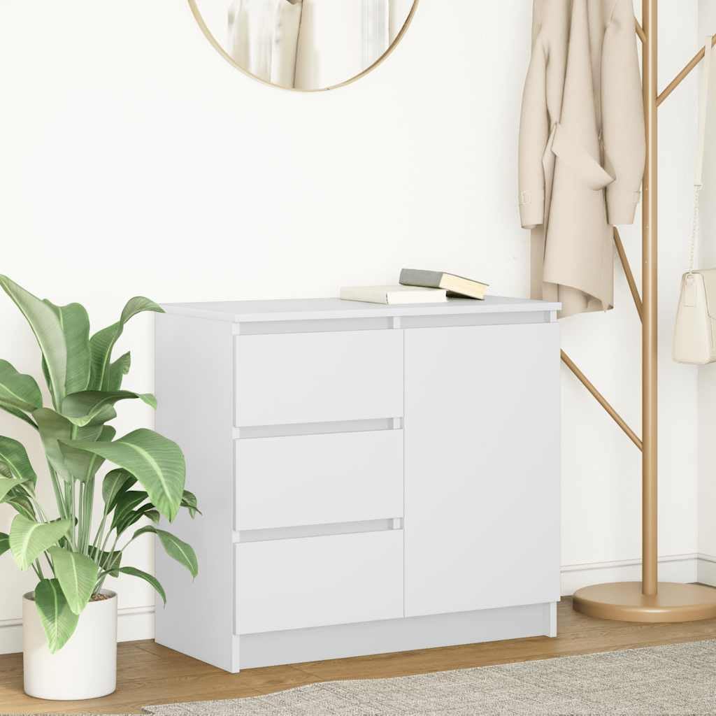 家具、キャビネット&収納、ビュッフェ&サイドボード、引き出し付きサイドボード ホワイト 71x35x65cm エンジニアードウッド