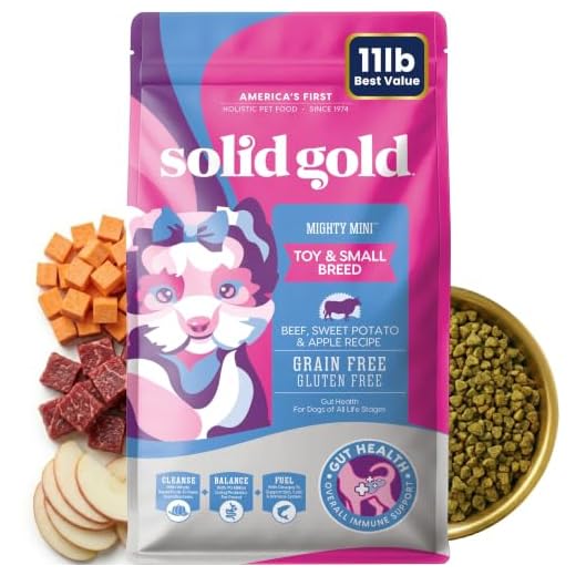 Solid Gold Toy & Small Breed Dry Dog Food Small Bites – Real Beef, Grain Free, Gluten Free, High Fiber Kibble with Probiotics for Gut Health & Digestion Support – Healthy Dog Food All Ages – 11LB