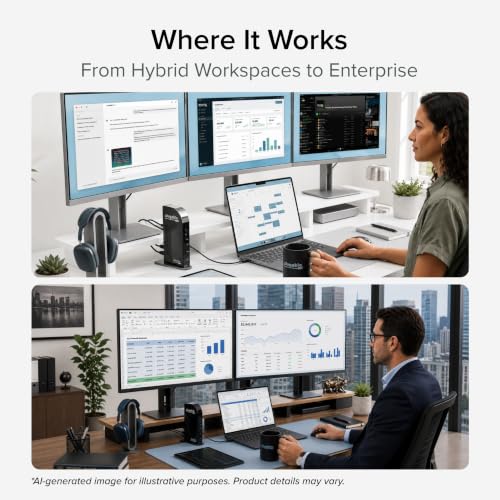 Image of Plugable 13-in-1 USB C Docking Station 4K Triple Monitor with 100W Power Delivery | USB C Dock for Windows, Mac, ChromeOS, Thunderbolt | Driver Required | 3X HDMI and 3X DisplayPort (UD-ULTC4K)