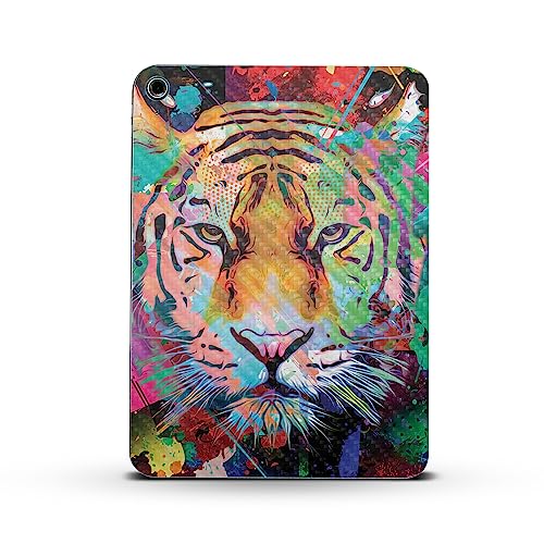 Image of MightySkins Carbon Fiber Skin Compatible with Apple iPad 10.9 inch 10th Gen (2022) Full Wrap Kit - Neon Tiger | Protective, Durable Textured Carbon Fiber Finish | Easy to Apply | Made in The USA