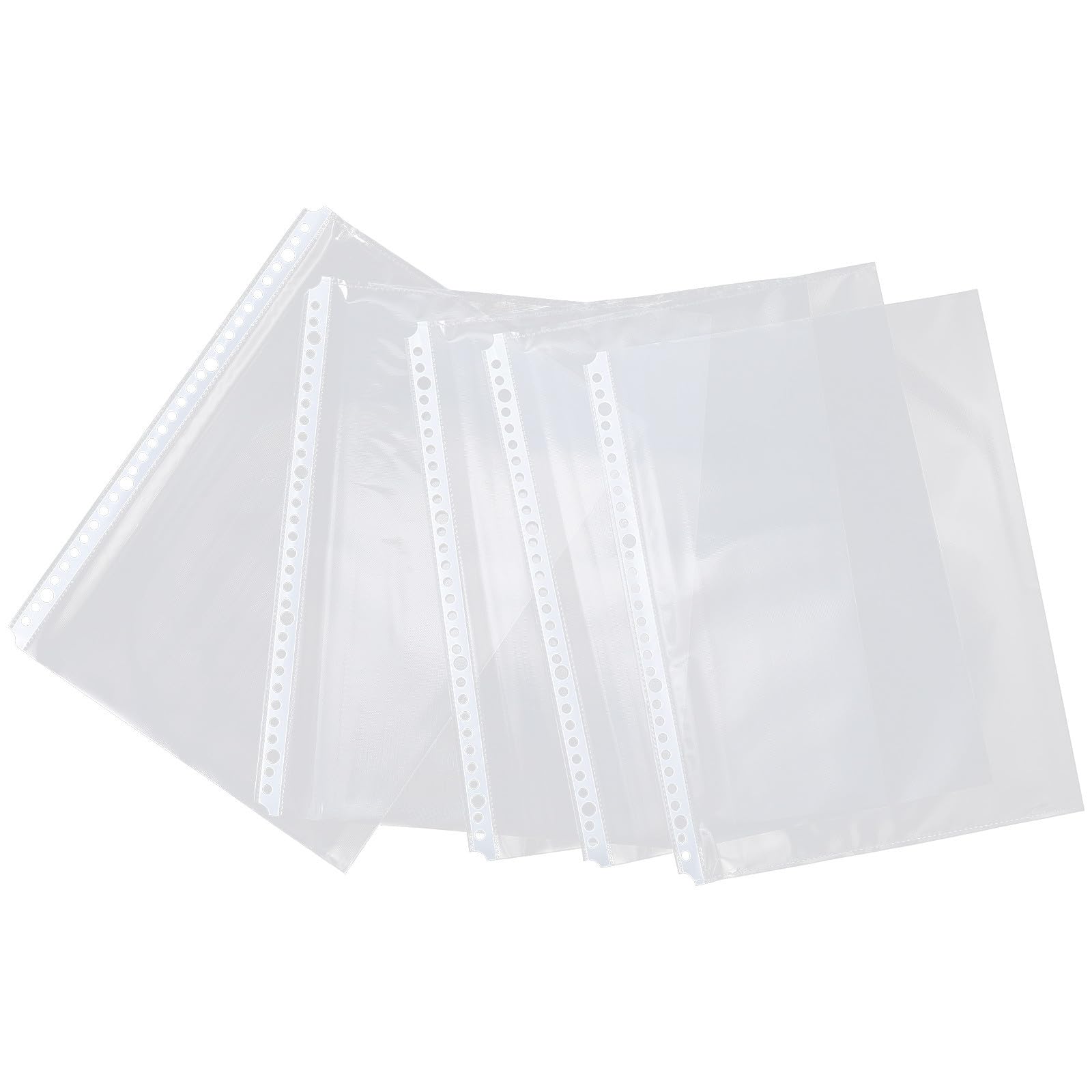 SHERCHPRY Lot de 100 pochettes transparentes pour classeur 30 trous format A4, protège-feuilles internes réutilisables pour documents, feuilles mobiles, rangement bureau et école