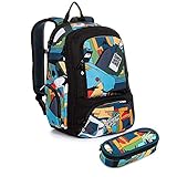 MOCHILA PARA PORTÁTIL 15”4 CON MUCHOS BOLSILLOS PARA MANTENER LA ORGANIZADA - La bolsa escolar tiene dos compartimentos principales, bolsillo frontal y bolsillo elástico para botella de agua. Además tiene detalles geniales, como prácticos bolsillos pequeños, presillas, placas de identificación y más. Estos accesorios ayudarán a su hijo a mantener organizada su mochila escolar.