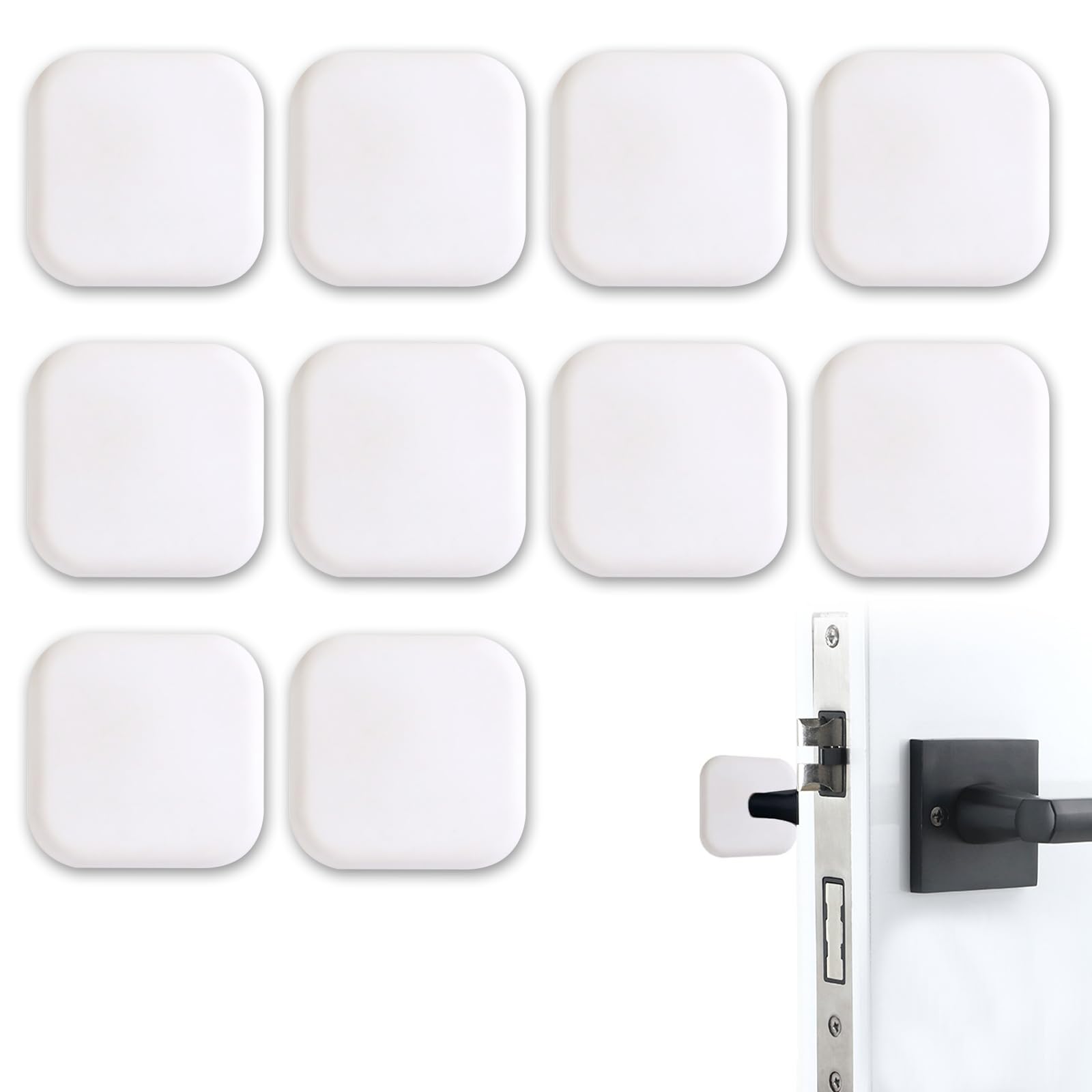 Yytol White Door Knob Stoppers, 10 Pcs Wall Door Handle Stopper Protectors Self Adhesive 4Cm Rubber Doors Stopper Bumper For Walls