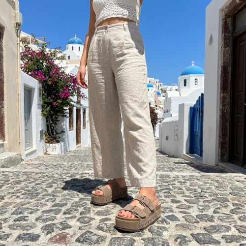 Image of CUSHIONAIRE Guru Platform Sandals Women Footwear - Comfortable Genuine Leather Footbed Studded Chunky Slide Summer Sandals for Women