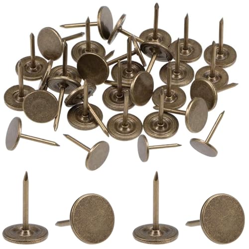 100pcs Upholstery Thumb Tacks for Wall 7/16 Inch Wood Thumb Tacks Upholstery Tacks Decorative for Wood Sofa Door Jewelry Box (Bronze)