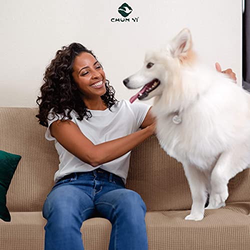 Chun Yi 2 Piece Armchair Slipcover Bundles Rectangle Sofa Backrest Cushion Cover Checks Spandex Jacquard Fabric (Small, Camel) #TOP5