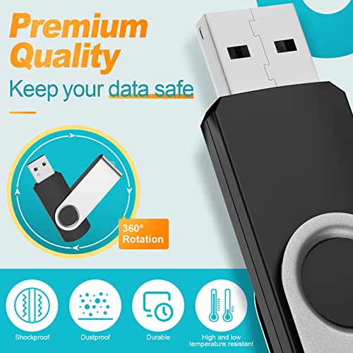 Image of Kepmem Thumb Drive 64GB Flash Drives Bulk 10 Pack, Pen Drive 64 GB Memory Sticks USB 2.0 Metal Swivel Pen Drive, Portable Jump Zip Drives 64 Giga Value Silver Pendrives with 10pcs Ropes