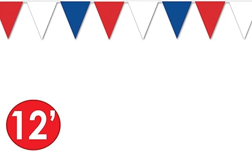 Miniatura 2 de Beistle 50707-RWB Banderín de 11 pulgadas x 12 pies, rojoblancoazul