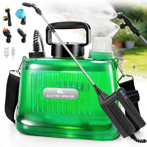SideKing Pulvérisateur Électrique 8L, Pulverisateur de Jardin, Poignée 3 Vitesses Réglables, 4 Buses, Lance Télescopique, Pulvérisateur à Batterie pour...